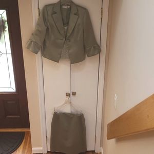 Tahari Sage Green Skirt Suit
